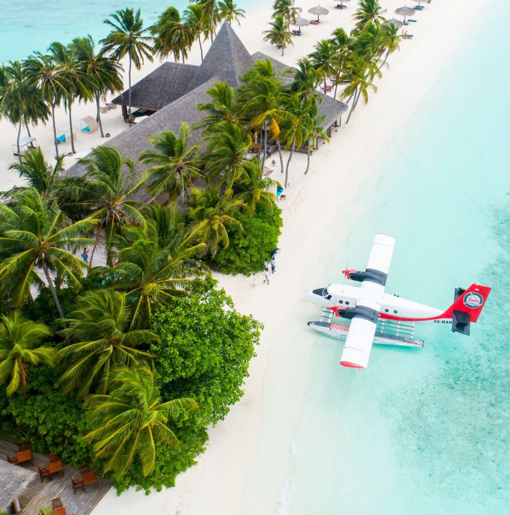 private sea jet on a private tropical island