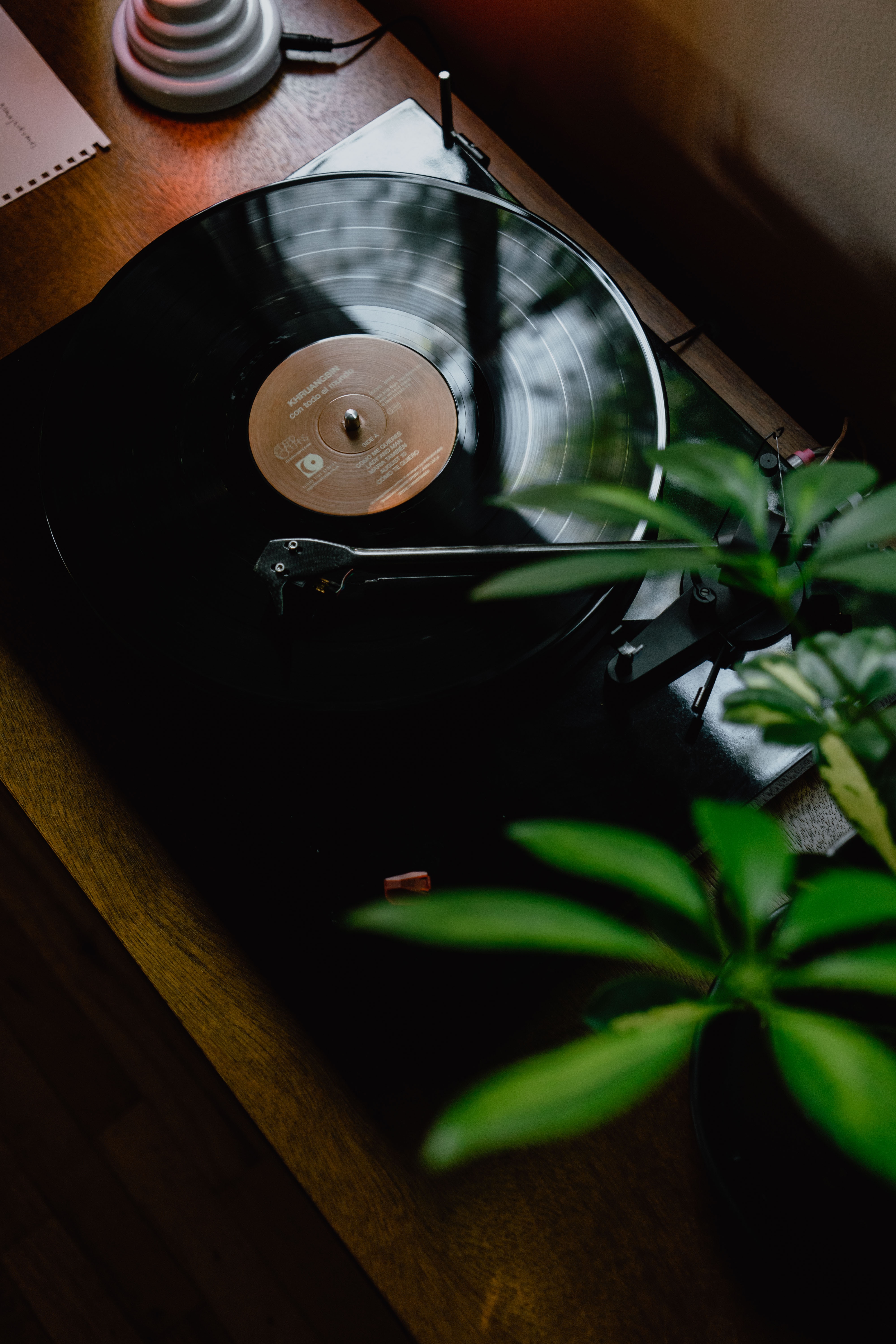 Vinyl Record on a turntable at a house