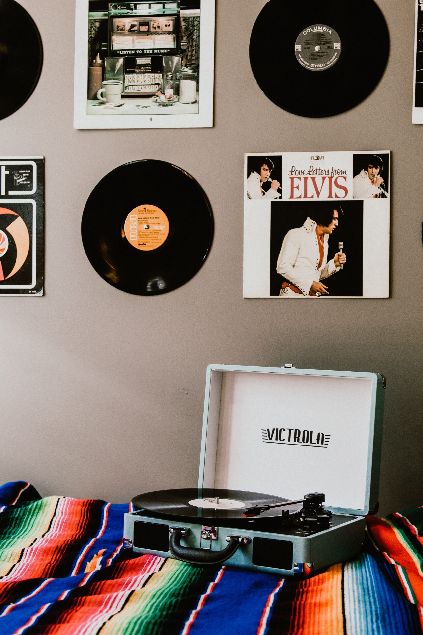 Vinyl Records on the wall as a decoration