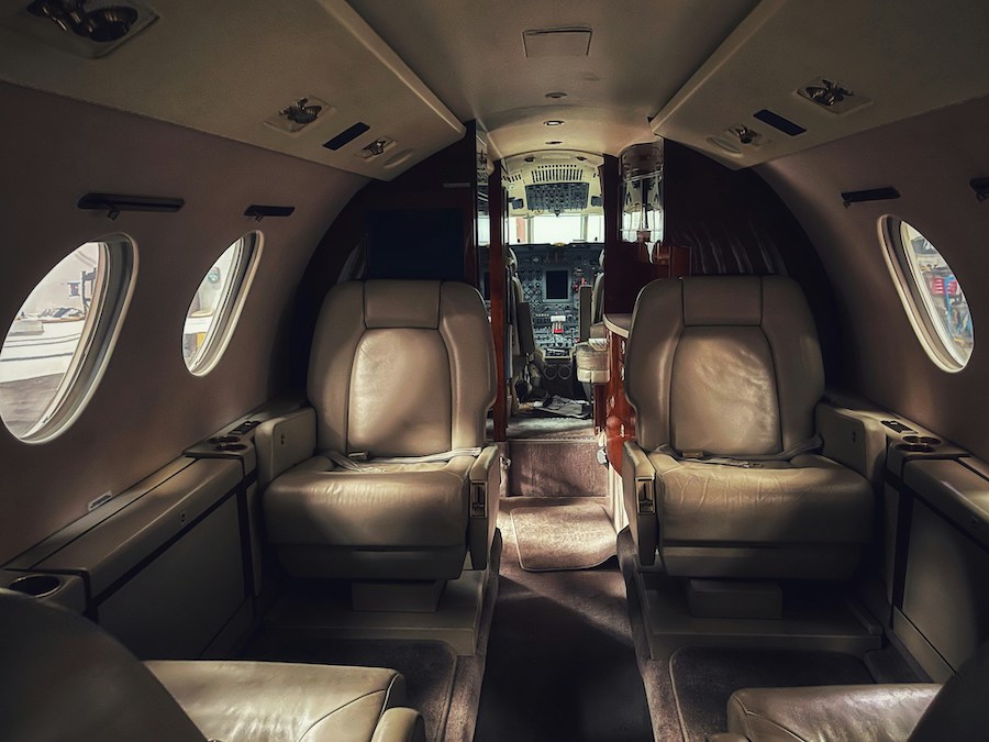 interior of a luxury private jet