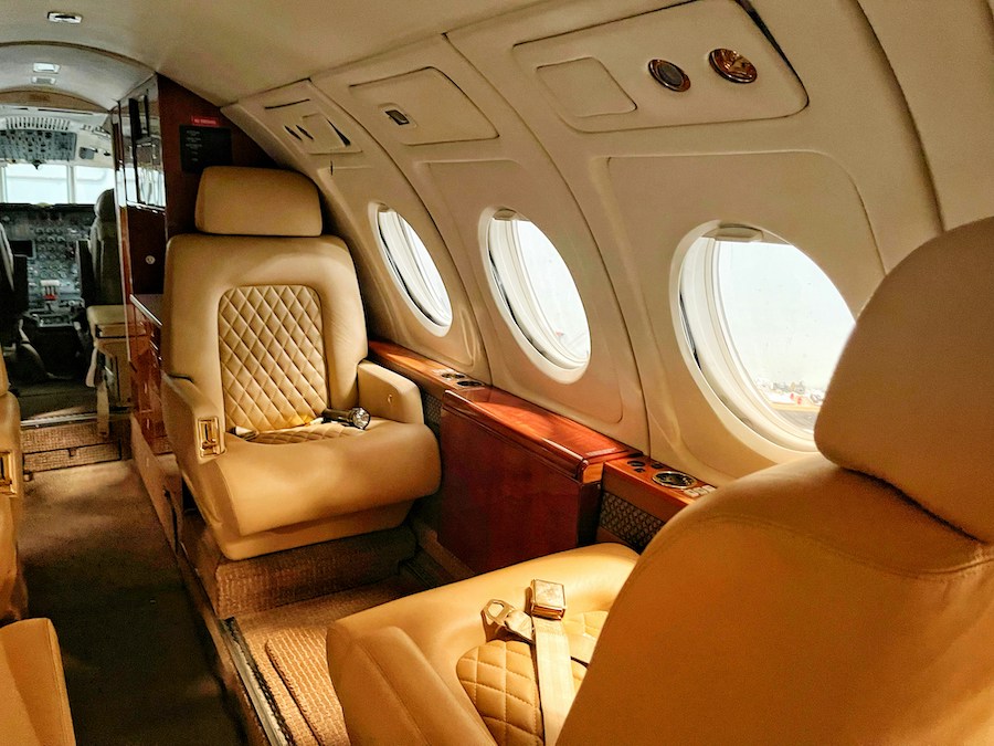 interior of a luxury private jet